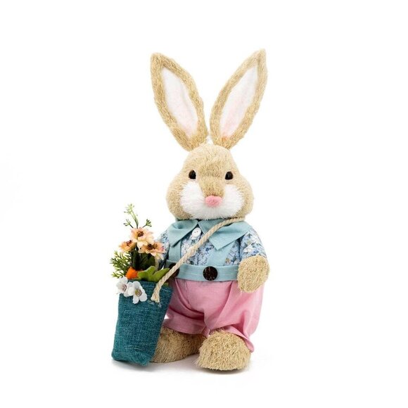 Rabbit Boy in Pink and Blue Costume Easter Decoration - Picture 1 of 1